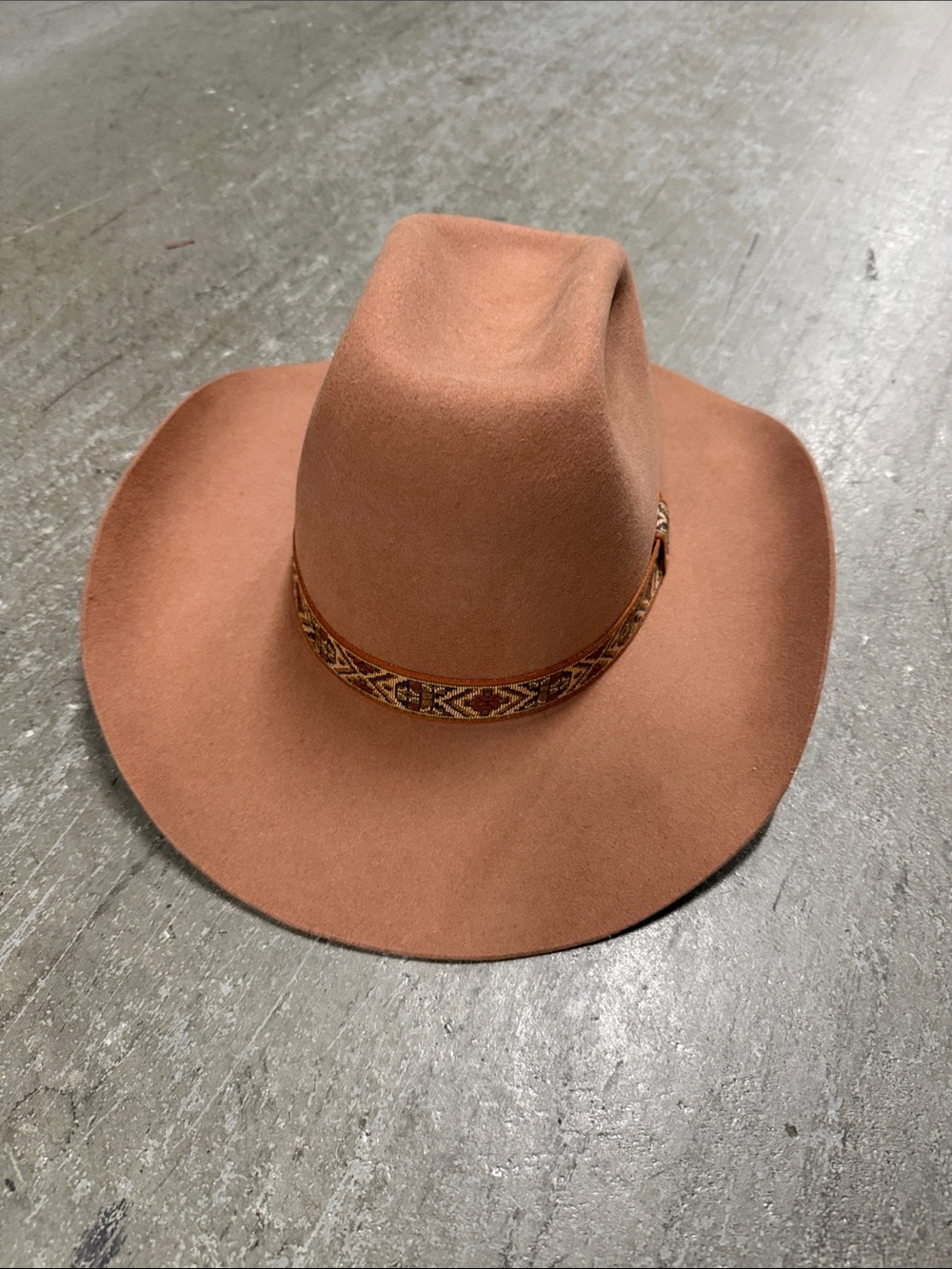 Smithbilt made in Canada Western wool Hat in Rust with Patterned Band
